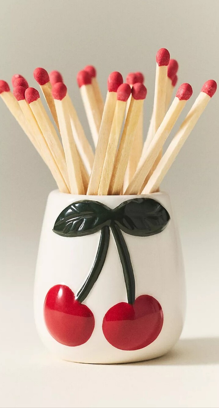 Anthropologie Ceramic Striker Match Holder Cherry